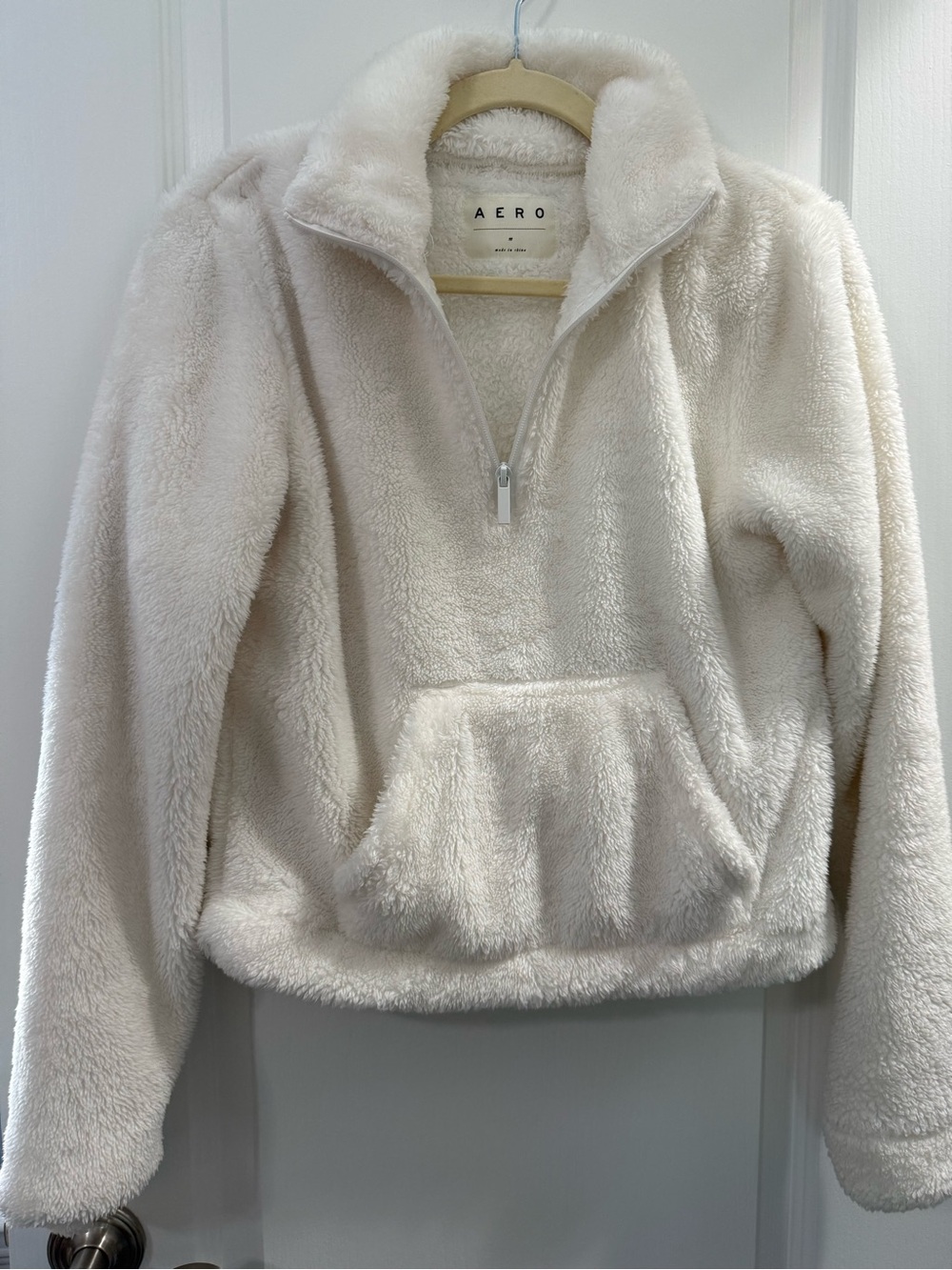 Aeropostale Cream Plush Half-Zip Fleece Pullover